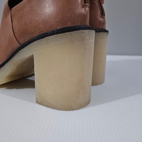 Free People Jesse Ankle Boot Womens EU 41 Tan Leather Cutout Chunky Platform - Picture 8 of 16